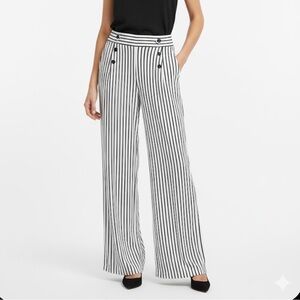 Robert Louis Monochrome Striped Wide Leg Pants